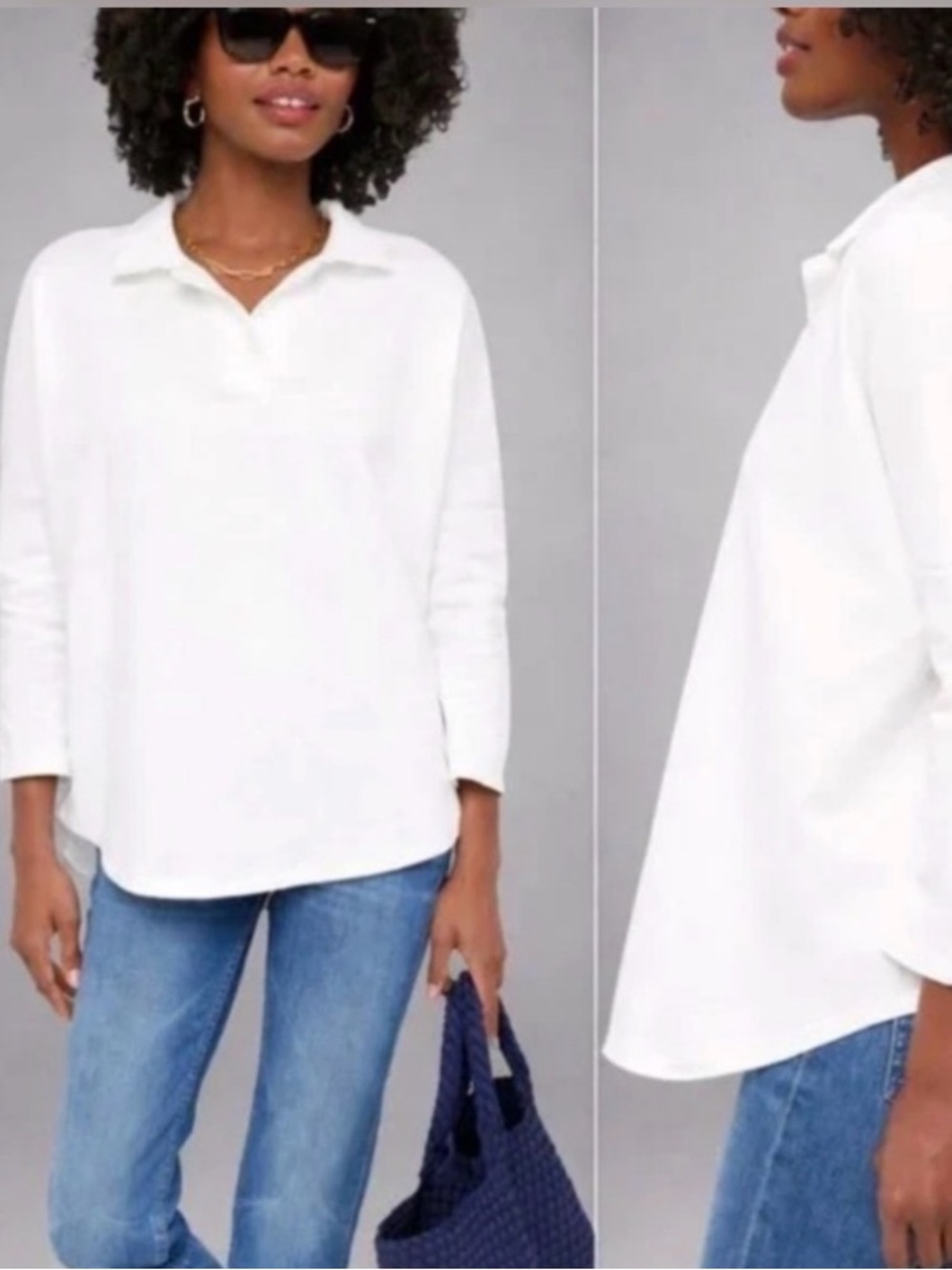 Tuckernuck Pomander Place White Easy Polo Swing Sweatshirt Size XS/S